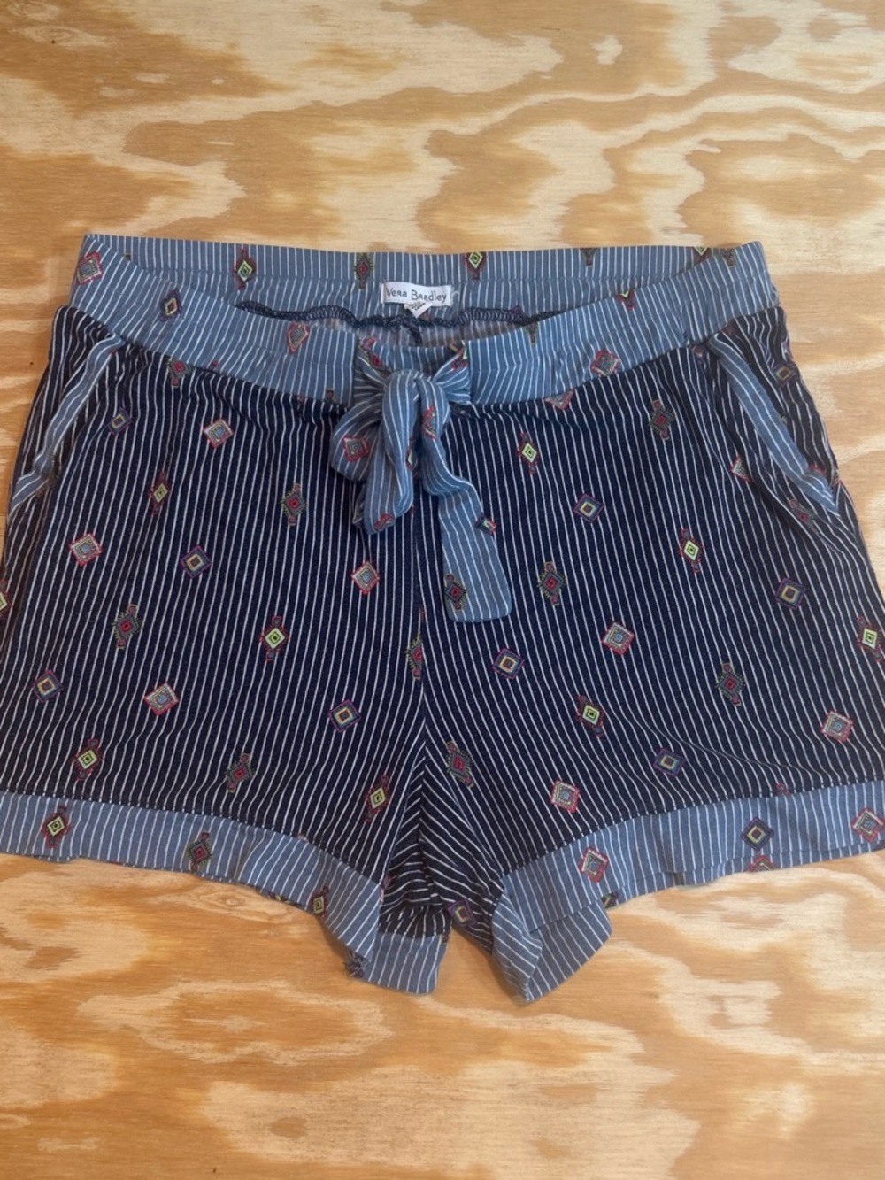 Vera Bradley Printed Stripe Tie-Waist Lounge Pajama Shorts Size Meduim